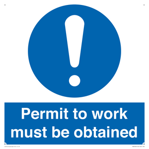 Permit to work must be obtained